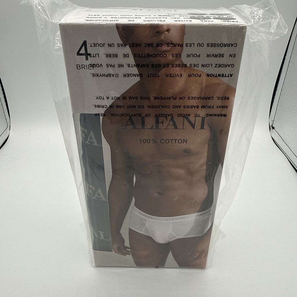 Alfani Mens Size XXL (41-43) 4 Pack Briefs Tagless Cotton Black New in Box